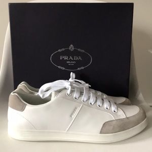 NWOT men's prada white classic sneakers US 12